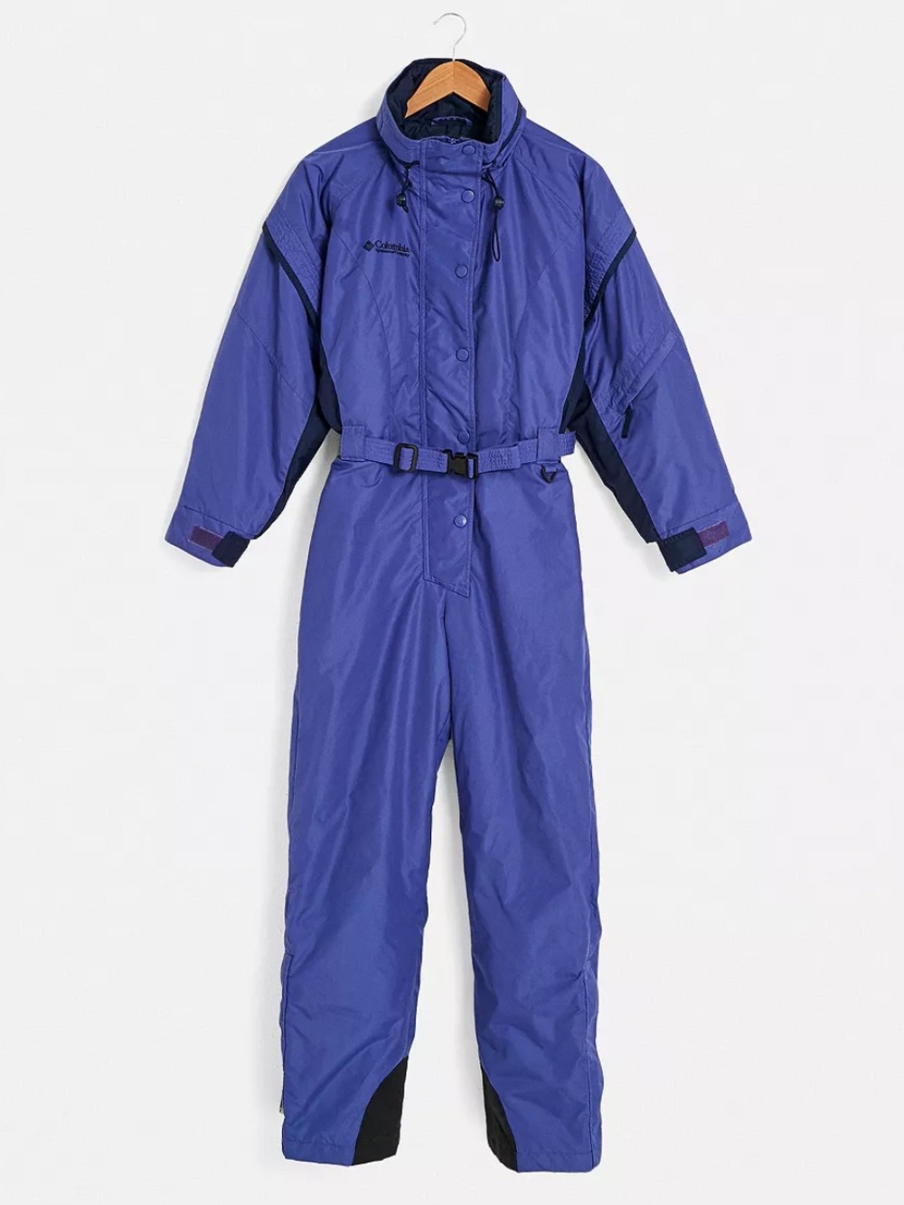 VINTAGE 90s Columbia Ski Suit Blue Snow Suit Hooded Womens XL